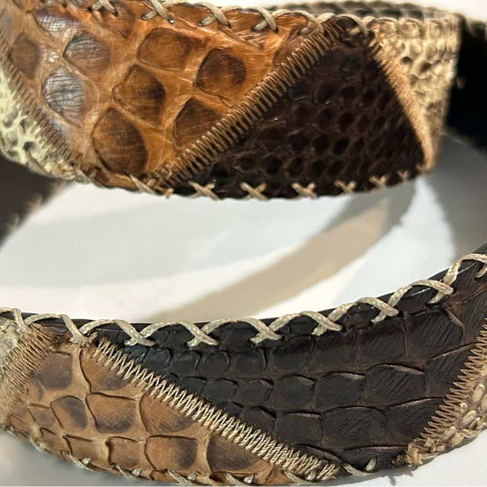 Handmade Italian Genuine Python Patchwork Belt • Size 115 • Artisan Leather